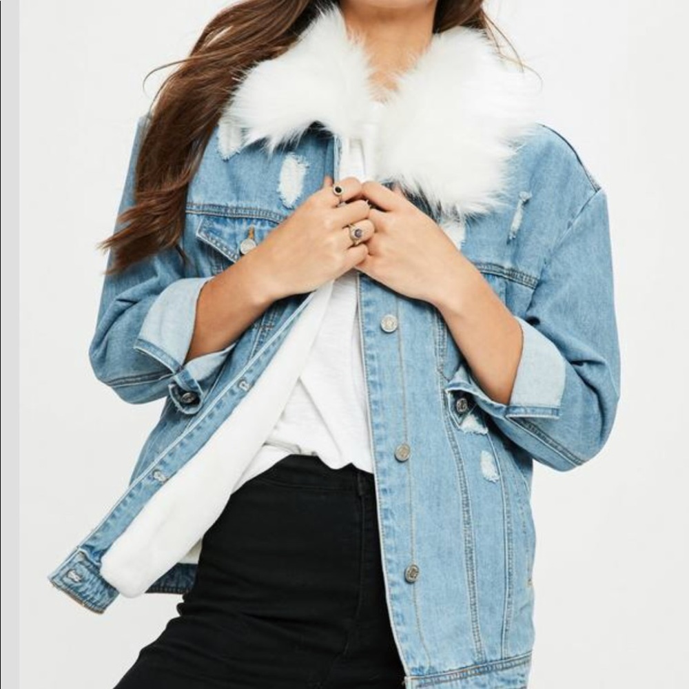 Missguided winter jean jacket with fur